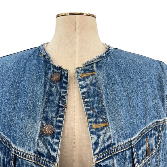 Gap Vintage Denim Vest Sherpa Lined Sleeveless Oversized Size Large - Picture 2 of 10